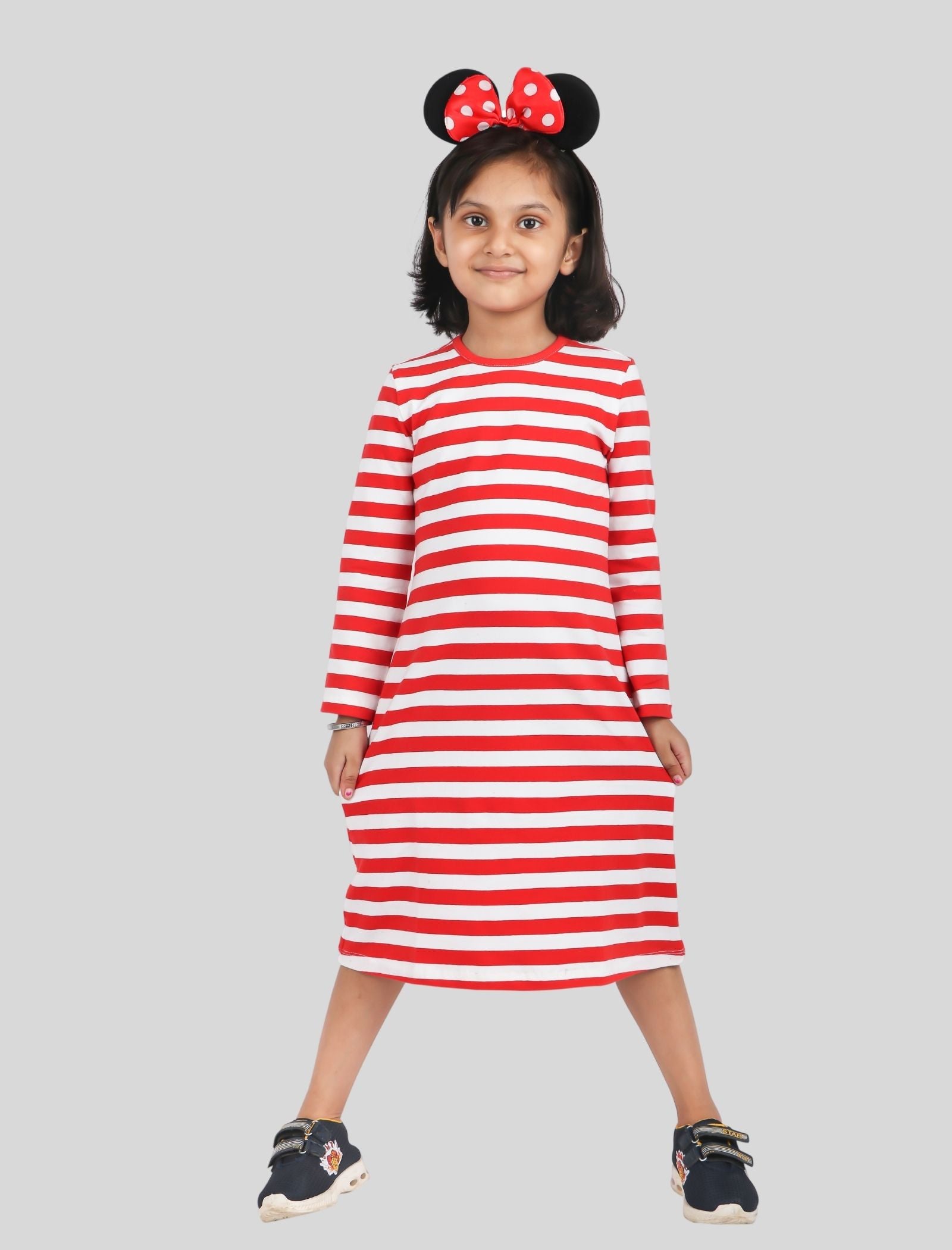Red Stripe Long Sleeve Dress - Tweeny Mini