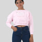 Girls Kids Full Sleeve Cropped Printed Winter Sweatshirt (Light Pink)