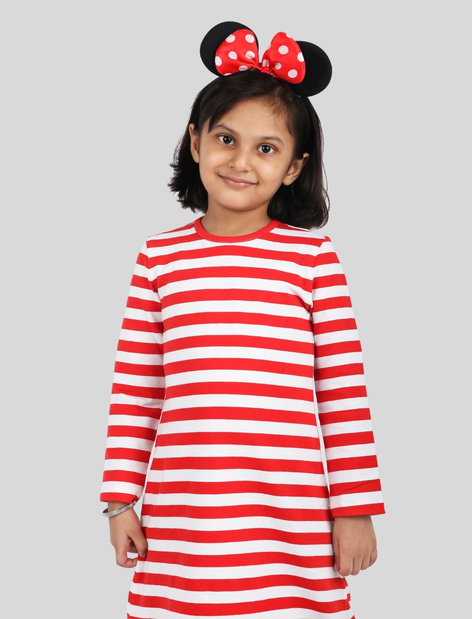 Red Stripe Long Sleeve Dress - Tweeny Mini