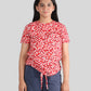 Girls Pure Rayon Floral Summer Top (Half Sleeve, Red)