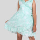 Hand Block Printed Kids Girls Floral Wrap Dress (Sea Green) - Tweeny Mini