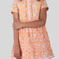Girls Kids Block Printed Pure Cotton Short Sleeve Summer Dress (Orange)