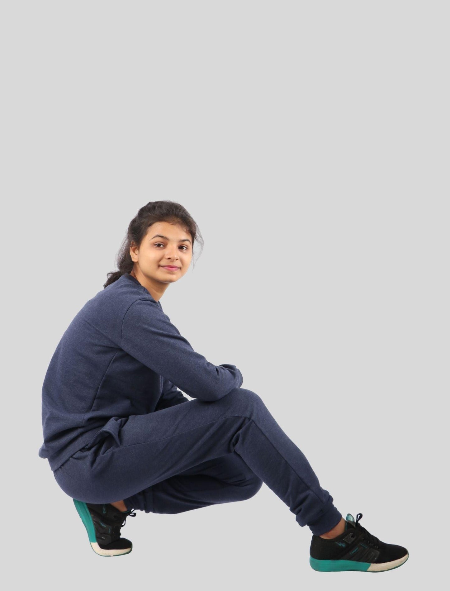 Premium Cotton Fleece Winter Tracksuit for Girls Kids (Navy Blue) - Tweeny Mini